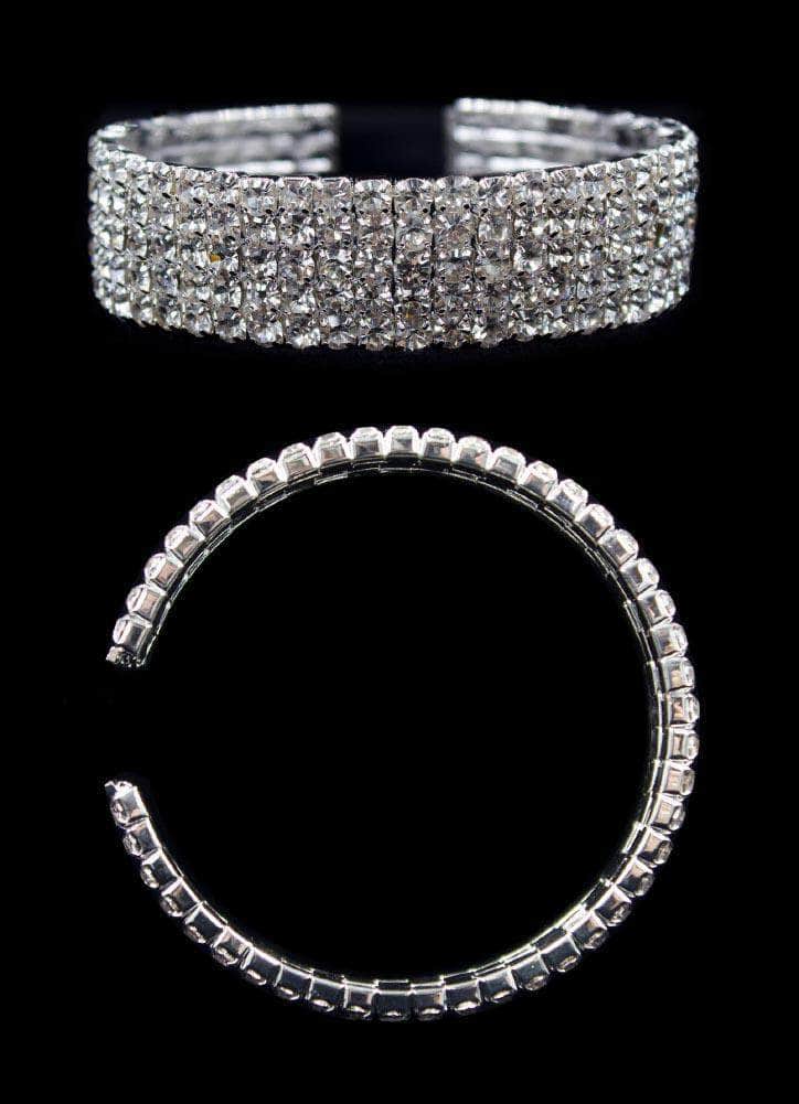 #16514 - 5 Row Coil Rhinestone Cuff Bracelet