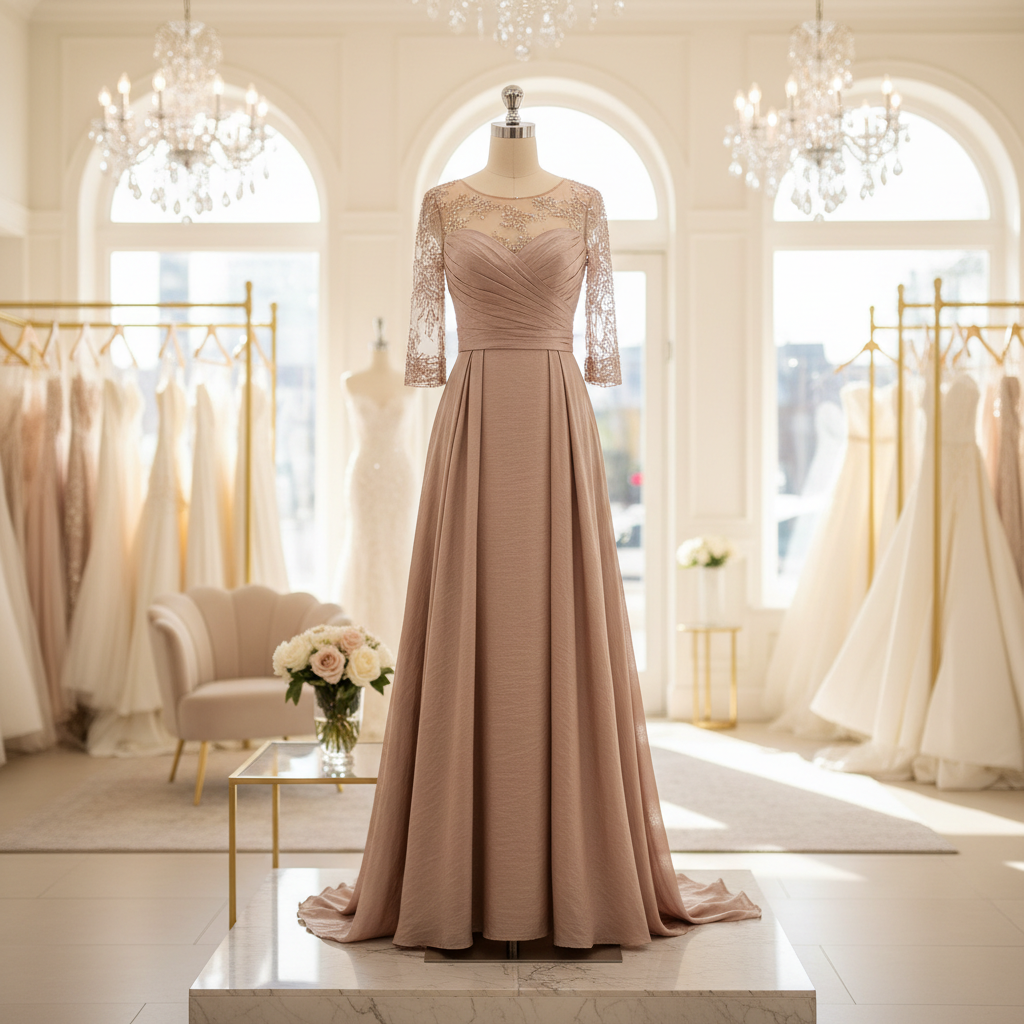 Elegant mother of the bride floor-length gown