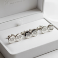 Elegant silver wedding cufflinks in a gift box